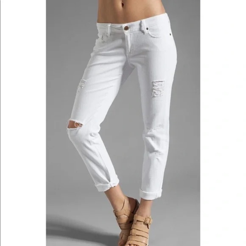 PAIGE White Distressed Jimmy Jimmy Skinny